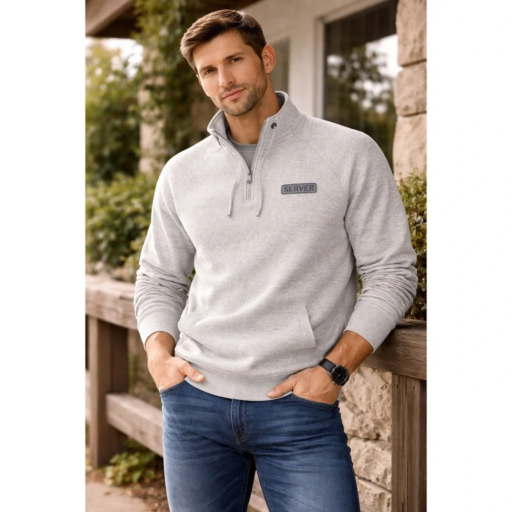 Vintage‎ Diport USA Sea World Henley Pullover Gray Textured Knit Mens Medium